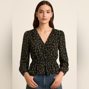 Little Moon Floral Black Blouse – US XS